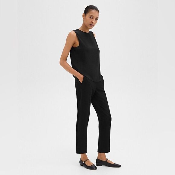 Theory NWT Treeca Pull-On Pant in Admiral Crepe in Black Size 00 - Picture 2 of 6